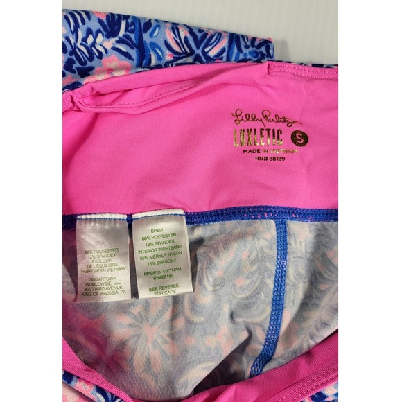 Lilly Pulitzer Luxletic Leggings Athletic Blue Pink Floral Print Size S - Picture 5 of 6